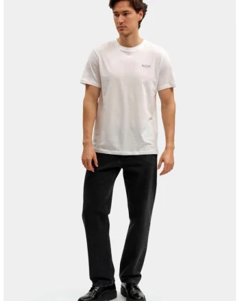 Tricou Barbati,  Style Austin, Regular Fit, Maneca Scurta, Decolteu Rotund, Cu Logo, Bumbac, Design Clasic, 2XL INTL, Alb