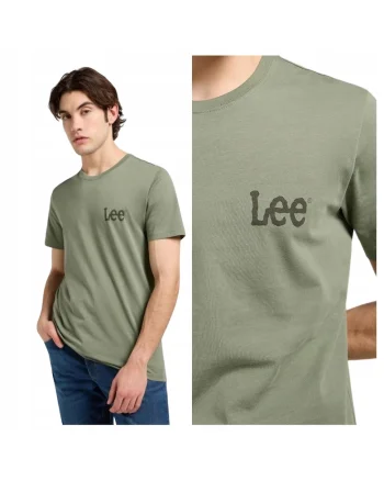 Tricou Barbati,  Medium Wobbly Lee Tee, Regular Fit, Maneca Scurta, Decolteu Rotund, Cu Logo, Bumbac, Design Clasic, Verde, Verde