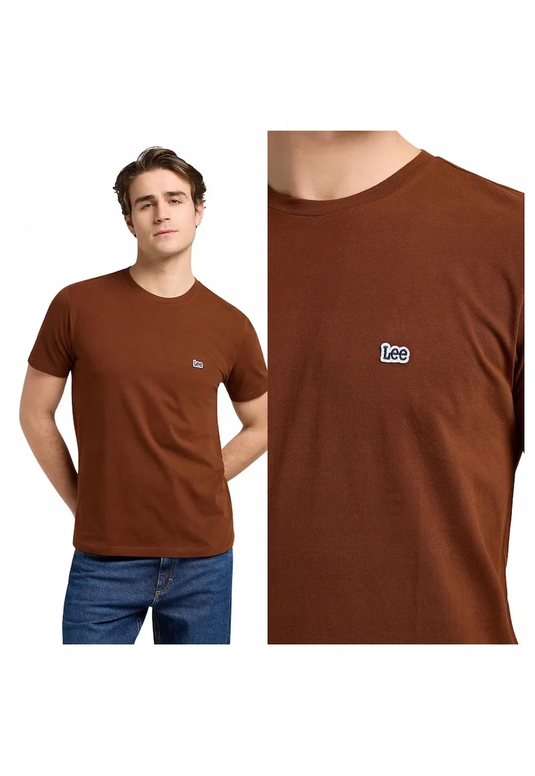 Tricou Barbati,  Tee, Regular Fit, Maneca Scurta, Decolteu Rotund, Cu Logo, Bumbac, Design Clasic, Bronz