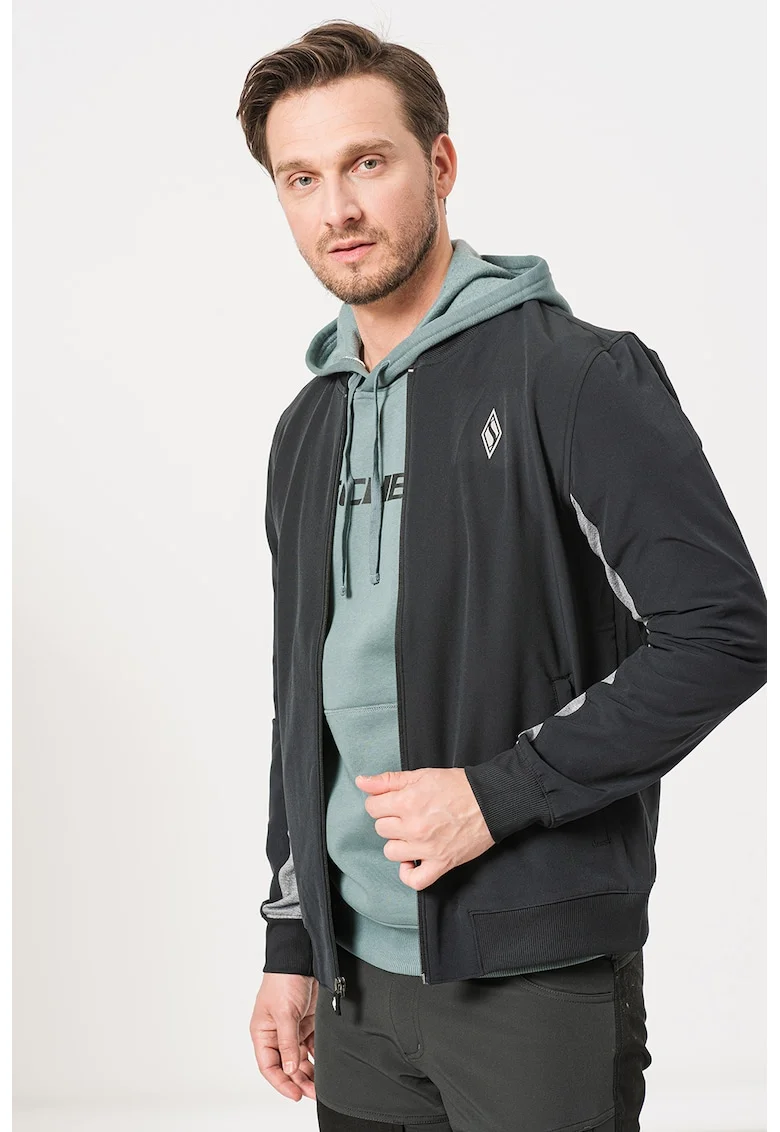 Bluza sport cu fermoar si buzunare oblice pentru fitness Skechweave, Negru