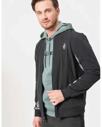 Bluza sport cu fermoar si buzunare oblice pentru fitness Skechweave, Negru