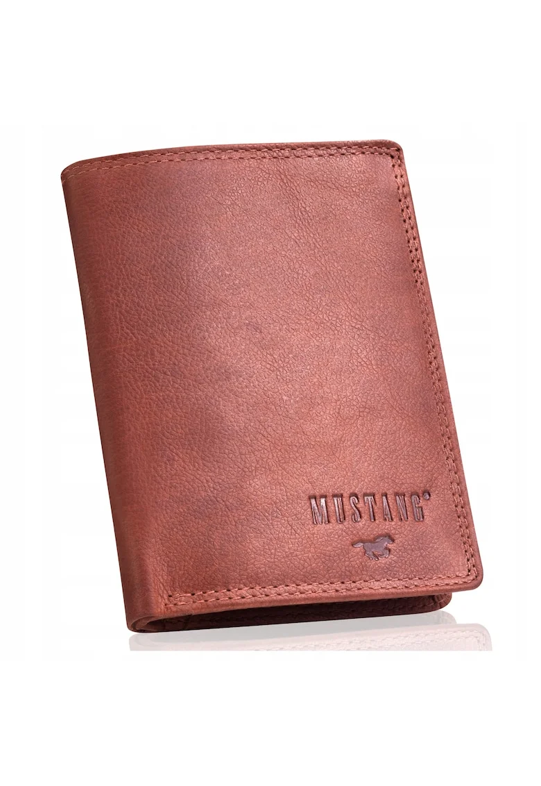 Portofel Barbati,  Denimo High Wallet, Piele Naturala, Maro, Dimensiune Universala