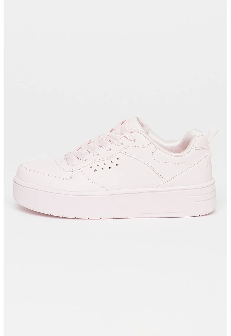 Pantofi din piele ecologica Court High, Roz pastel