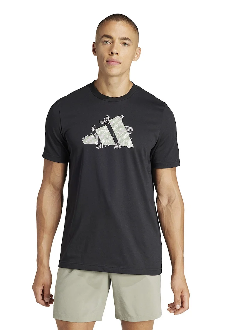 Tricou cu logo, pentru tenis, Negru