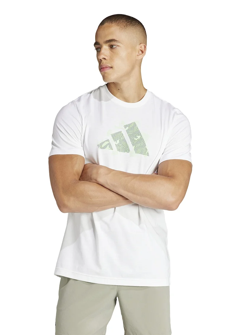 Tricou cu logo, pentru tenis, Alb/Verde