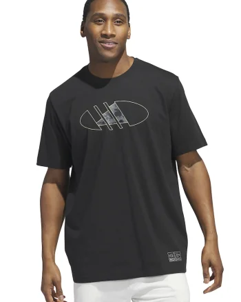 Tricou de bumbac cu logo, pentru baschet, Negru stins