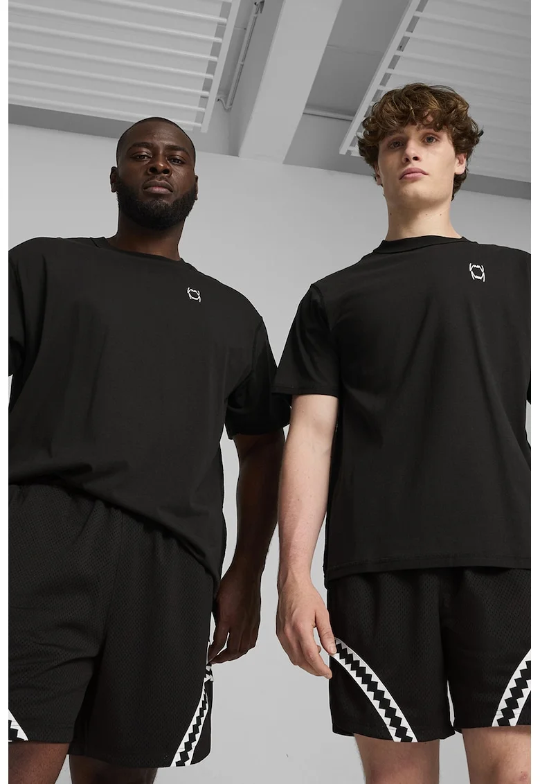 Tricou relaxed fit pentru baschet Pivot, Negru