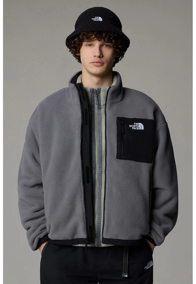 Jacheta reversibila din material fleece pentru drumetii Yumiori, Negru/Gri inchis