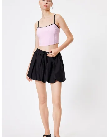 Top-corset cu garnituri din dantela, Roz pal