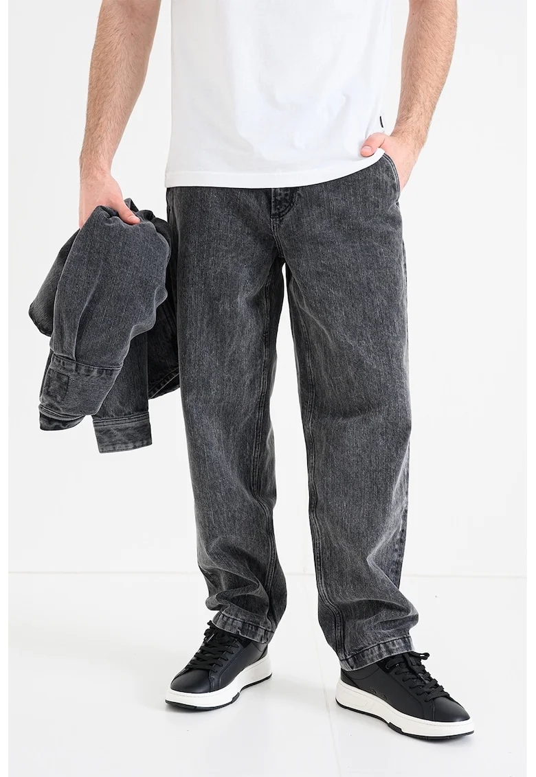 Blugi relaxed fit cu doua buzunare oblice frontale Skye, Gri inchis melange