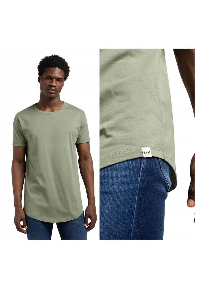 Tricou Barbati,  Shaped Tee, Regular Fit, Maneca Scurta, Decolteu Rotund, Cu Logo, Bumbac, Design Clasic, Verde, Verde