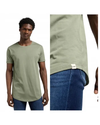 Tricou Barbati,  Shaped Tee, Regular Fit, Maneca Scurta, Decolteu Rotund, Cu Logo, Bumbac, Design Clasic, Verde, Verde