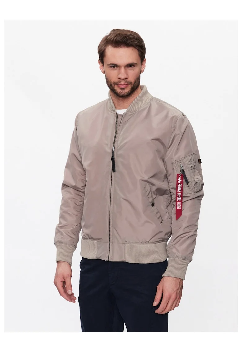 Jacheta bomber barbati,  Nylon, Bej