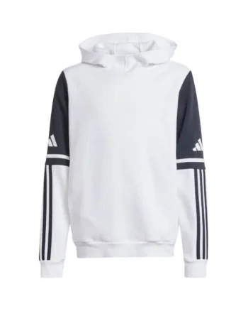 Hanorac sport copii,  JD4807, cu gluga, bumbac/poliester, alb/bleumarin