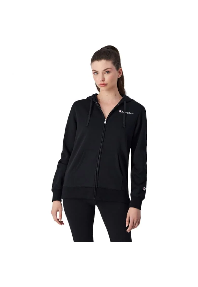 Hanorac sport dama  cu fermoar, negru, material confortabil