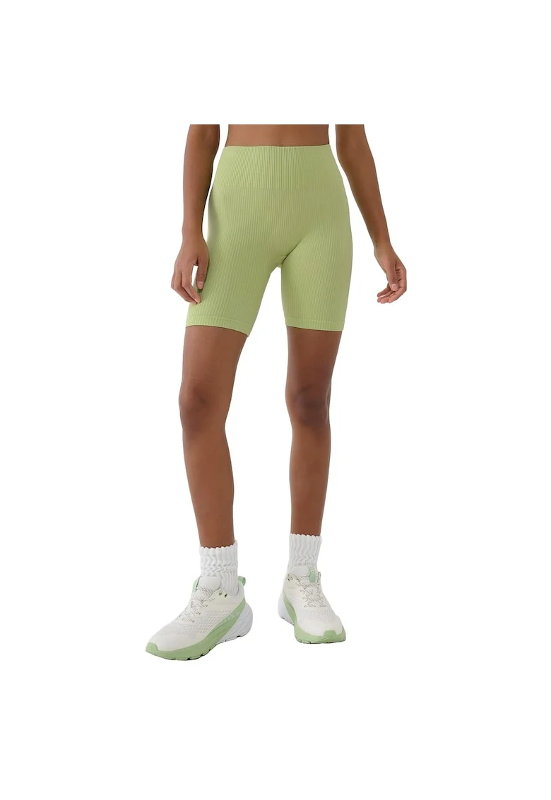 Pantaloni scurti sport dama  talie inalta, slim fit, sintetic/elastan, verde