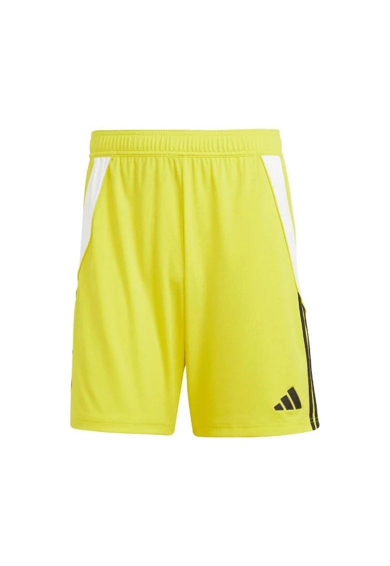 Pantaloni scurti sport,  Tiro 24, talie elastica, galben, poliester reciclat