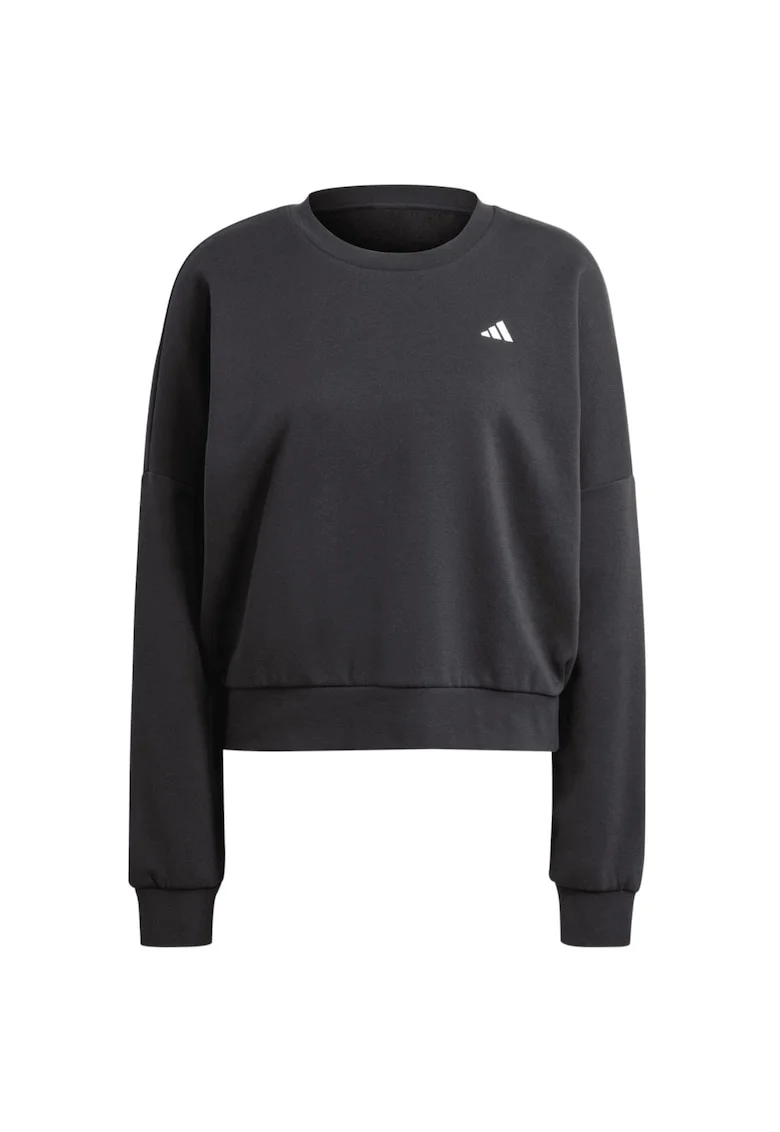 Hanorac sport dama  Essentials, bumbac/poliester, cu logo mic, negru