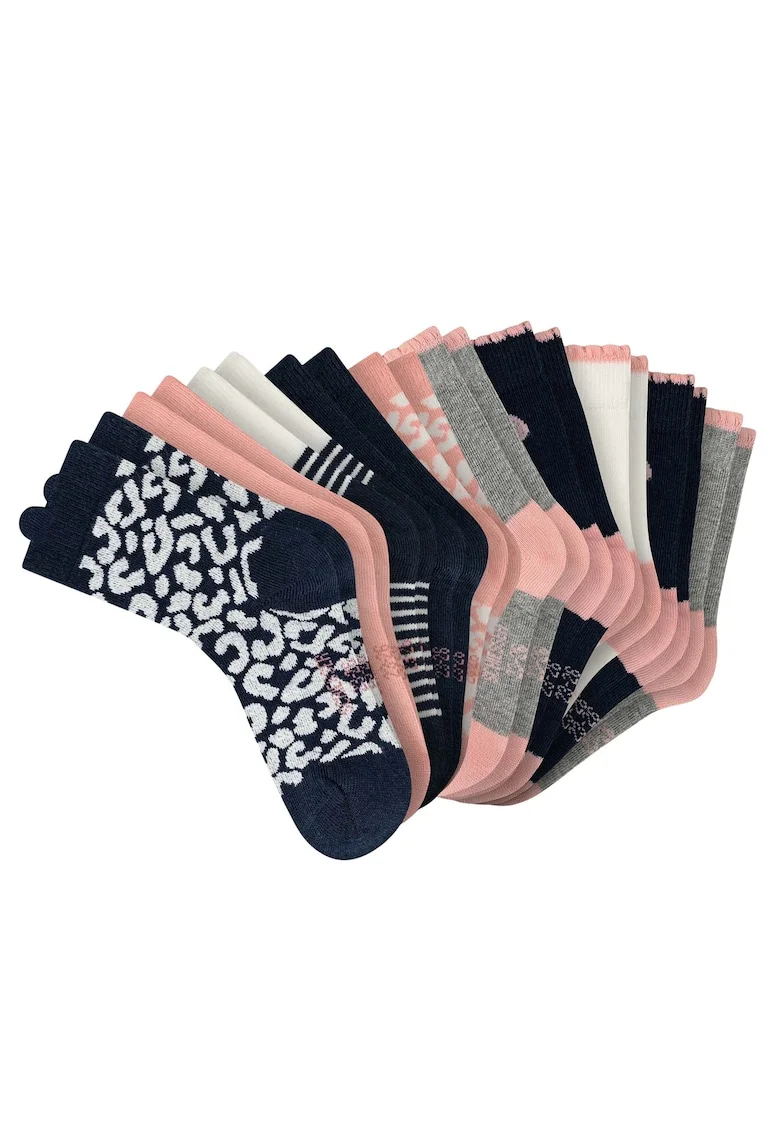 Set de sosete scurte din bumbac cu model - 10 perechi, Gri/Albastru