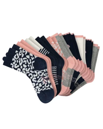 Set de sosete scurte din bumbac cu model - 10 perechi, Gri/Albastru
