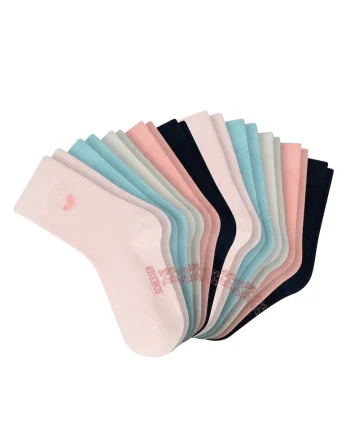 Set de sosete scurte din bumbac cu model - 10 perechi, Negru/Roz/Albastru