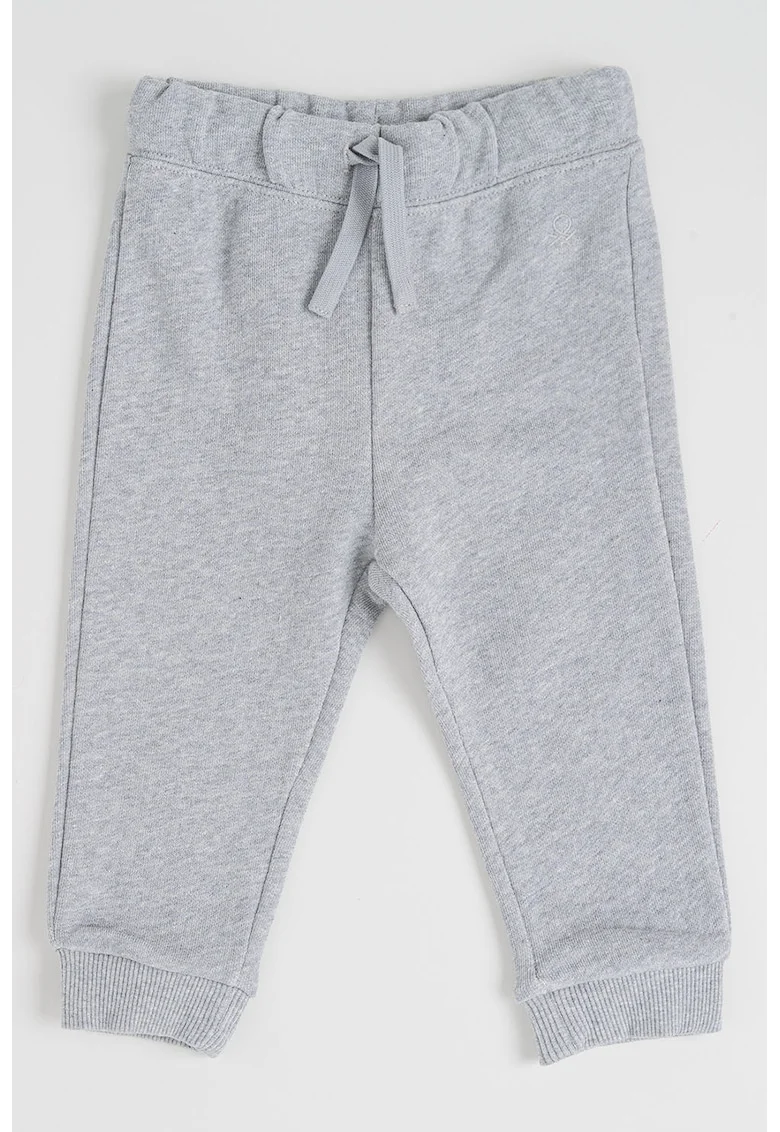 Pantaloni de trening din bumbac cu model uni, Gri melange