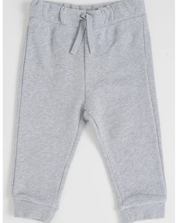 Pantaloni de trening din bumbac cu model uni, Gri melange