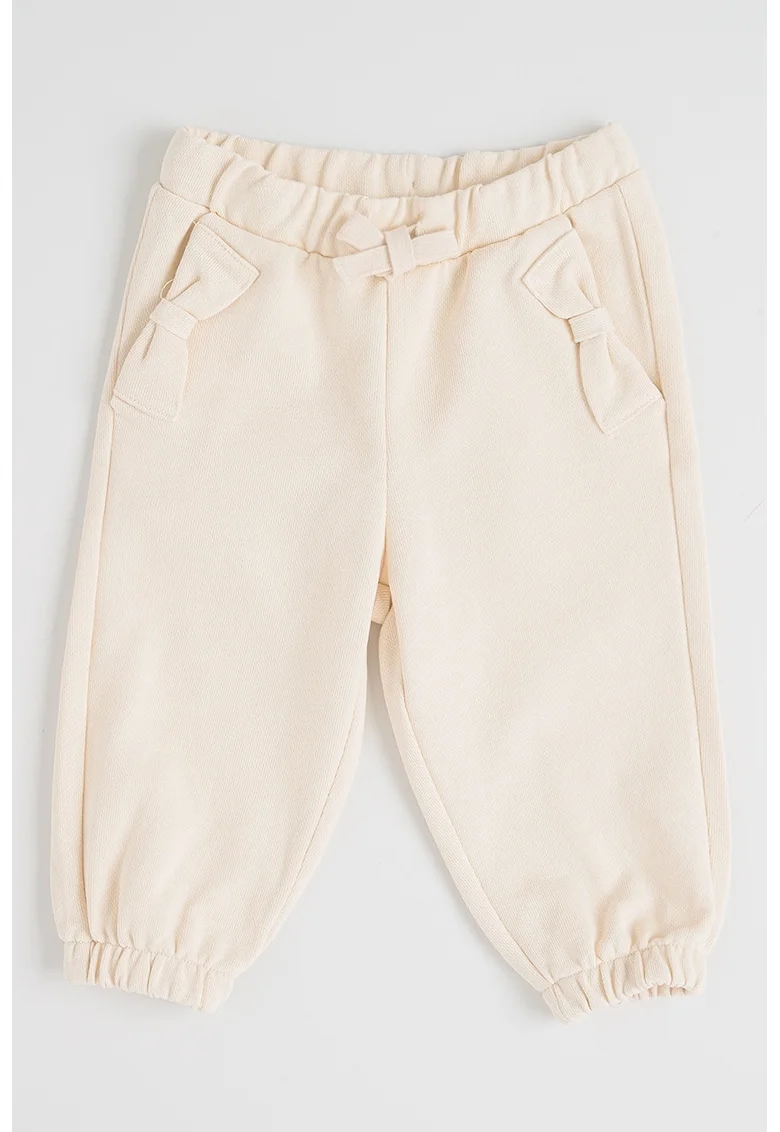 Bluza de trening din bumbac cu snur de ajustare in talie, Bej deschis