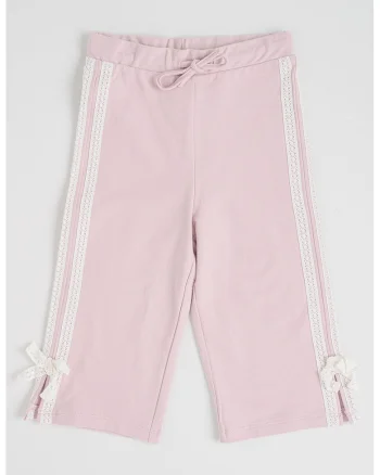 Pantaloni de trening cu croiala dreapta si segmente laterale contrastante, Alb/Liliac prafuit