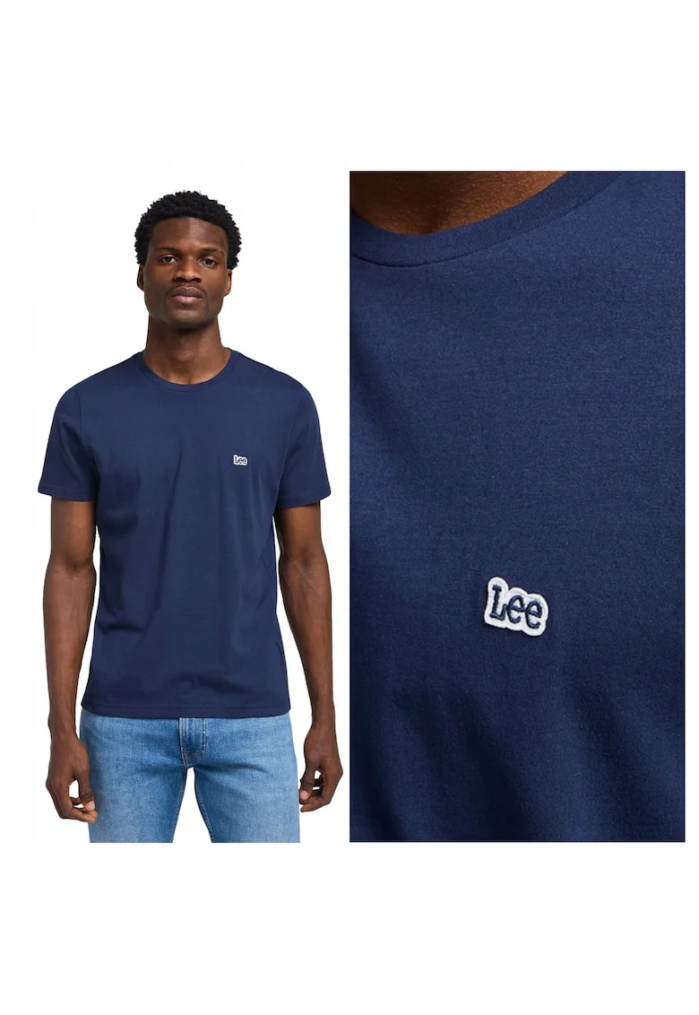 Tricou Barbati,  SS Patch Logo Tee, Regular Fit, Maneca Scurta, Decolteu Rotund, Cu Logo, Bumbac, Design Clasic, 5XL INTL, Albastru