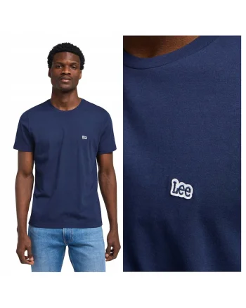 Tricou Barbati,  SS Patch Logo Tee, Regular Fit, Maneca Scurta, Decolteu Rotund, Cu Logo, Bumbac, Design Clasic, 5XL INTL, Albastru