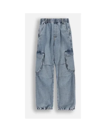 Pantaloni copii  jogger denim, albastru, Albastru