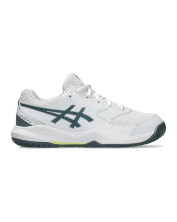 Pantofi de piele ecologica, pentru tenis Gel-Dedicate 8, Alb/Verde englez