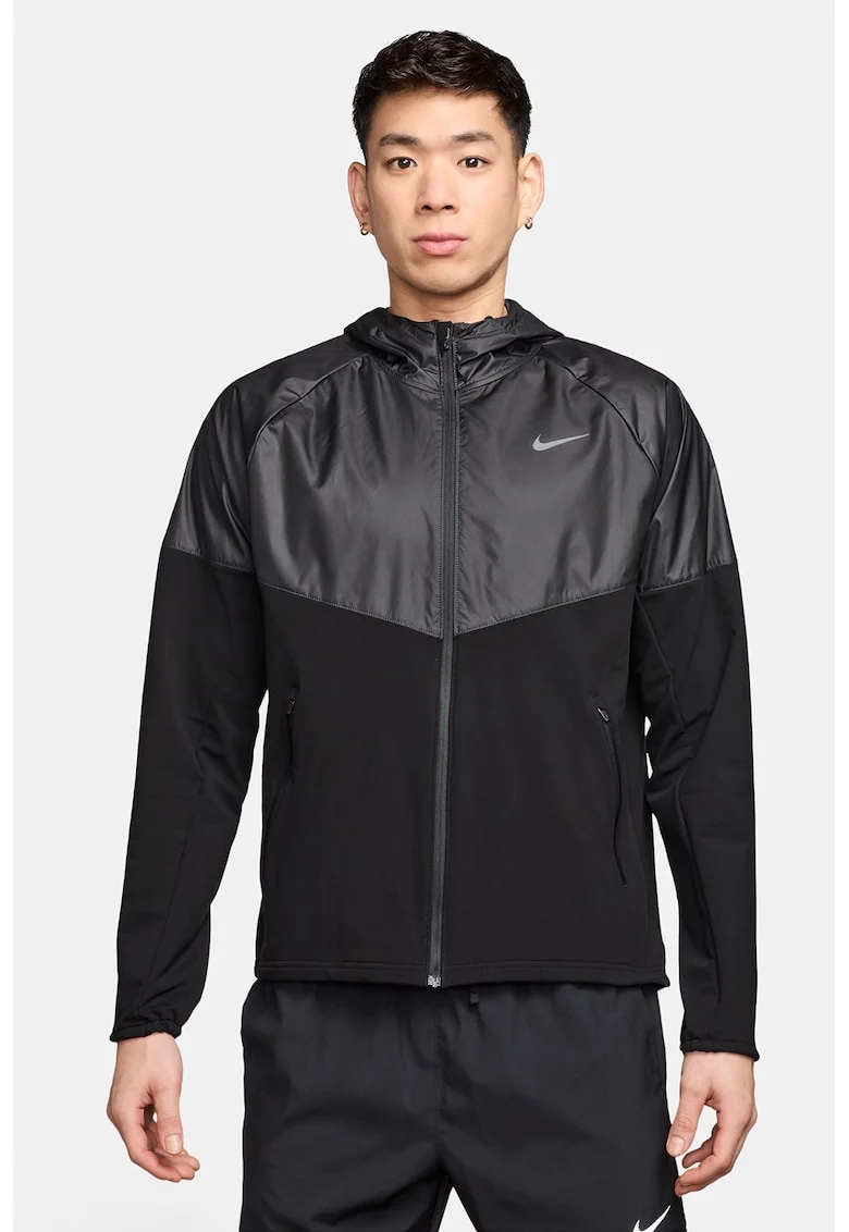 Jacheta cu fermoar, pentru antrenament Miler, Negru/Gri inchis