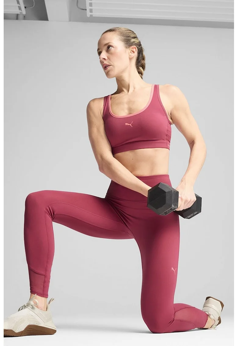 Colanti cu talie inalta si insertii din plasa, pentru fitness, Rosu