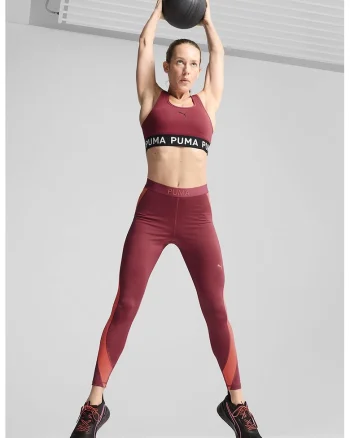 Colanti crop cu talie inalta, pentru fitness Strong, Rosu/Portocaliu