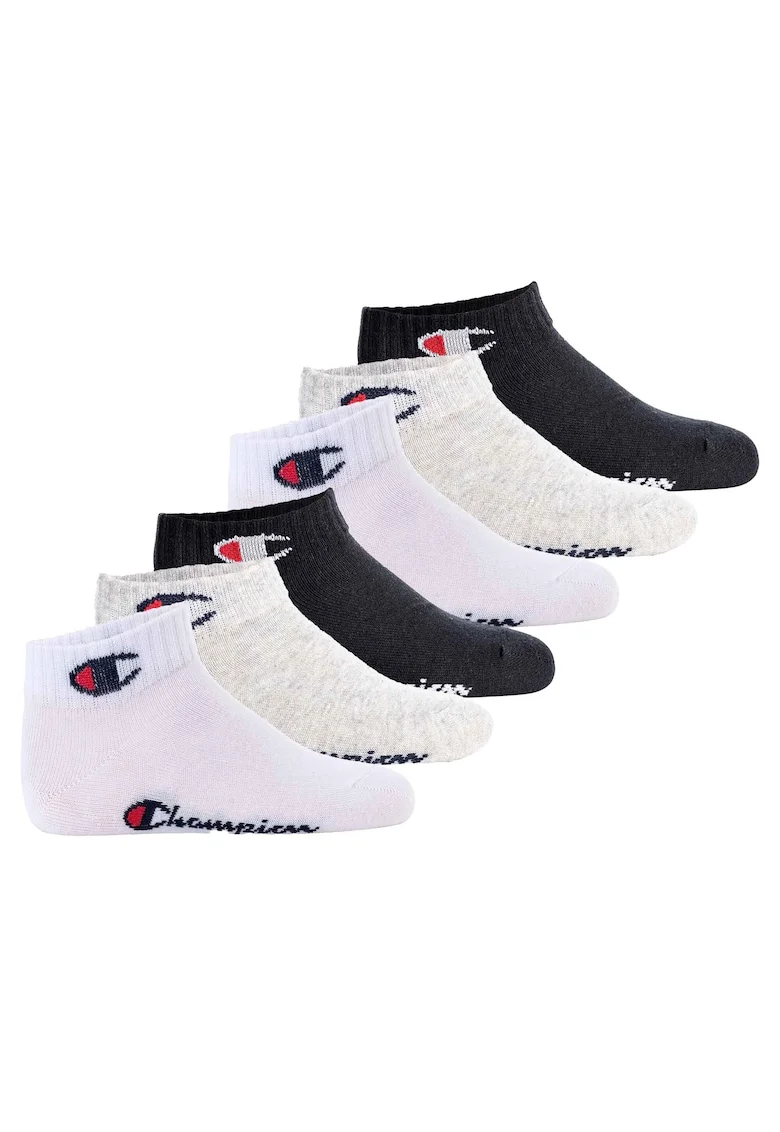Set de sosete scurte cu logo - 6 perechi, Negru, Gri, Alb,