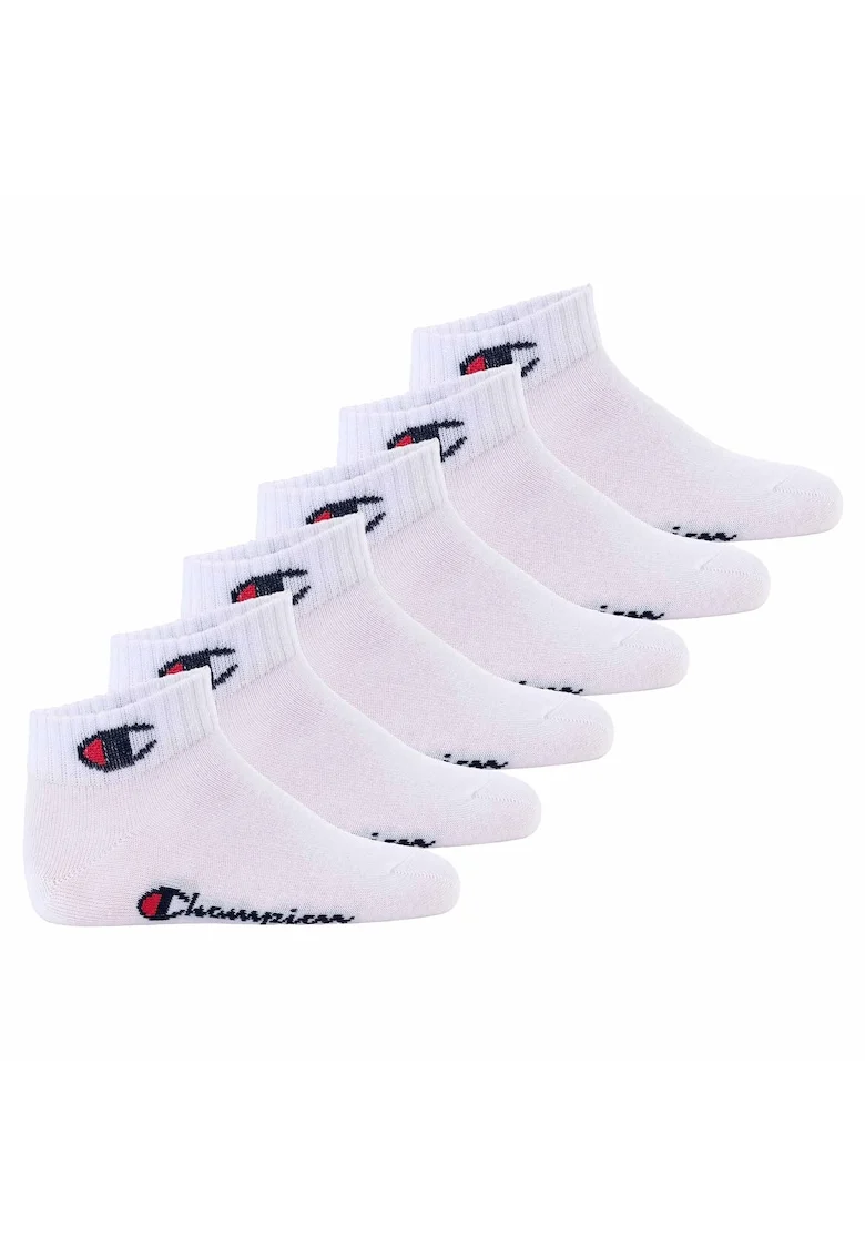 Set de sosete scurte cu logo - 6 perechi, Alb,