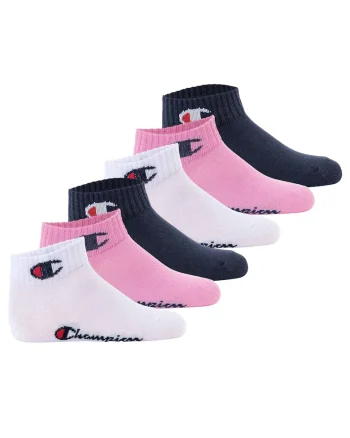 Set de sosete scurte cu logo - 6 perechi, Alb, Roz, Albastru,