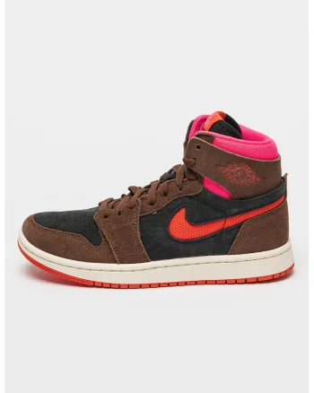 Pantofi mid-cut de piele intoarsa Air Jordan 1 pentru baschet, Maro/Coral/Roz aprins