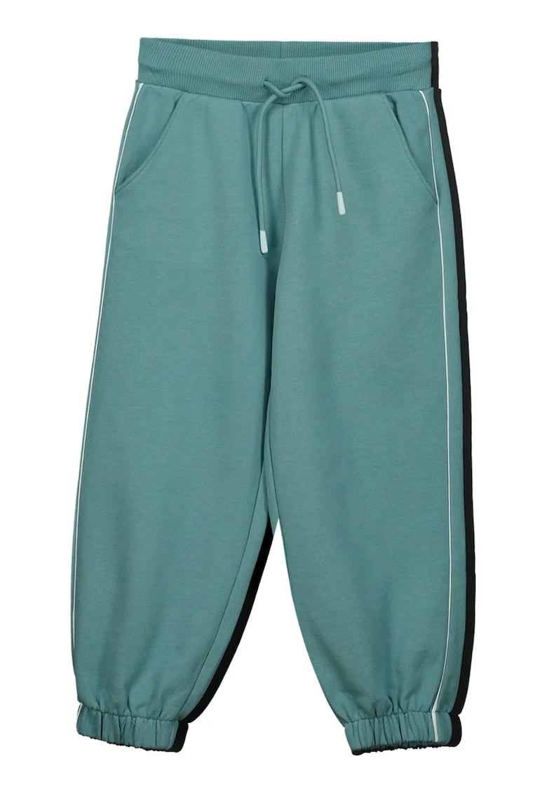 Pantaloni de trening din bumbac cu snur in talie, Verde deschis