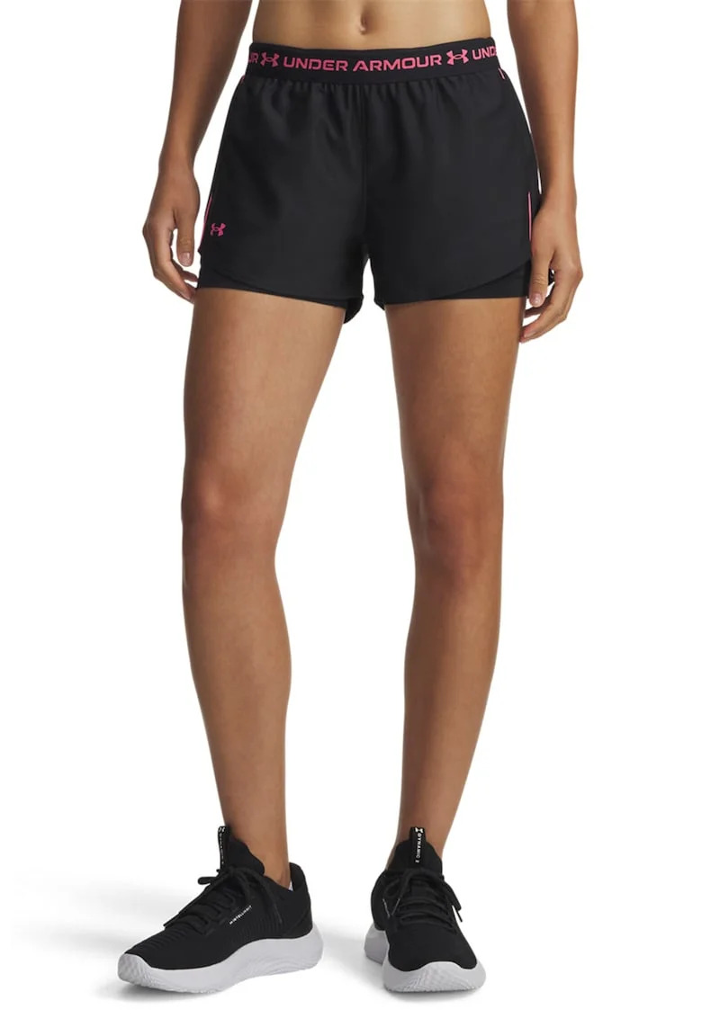 Pantaloni scurti 2in1 pentru antrenament Tech Play Up, Negru/Roz