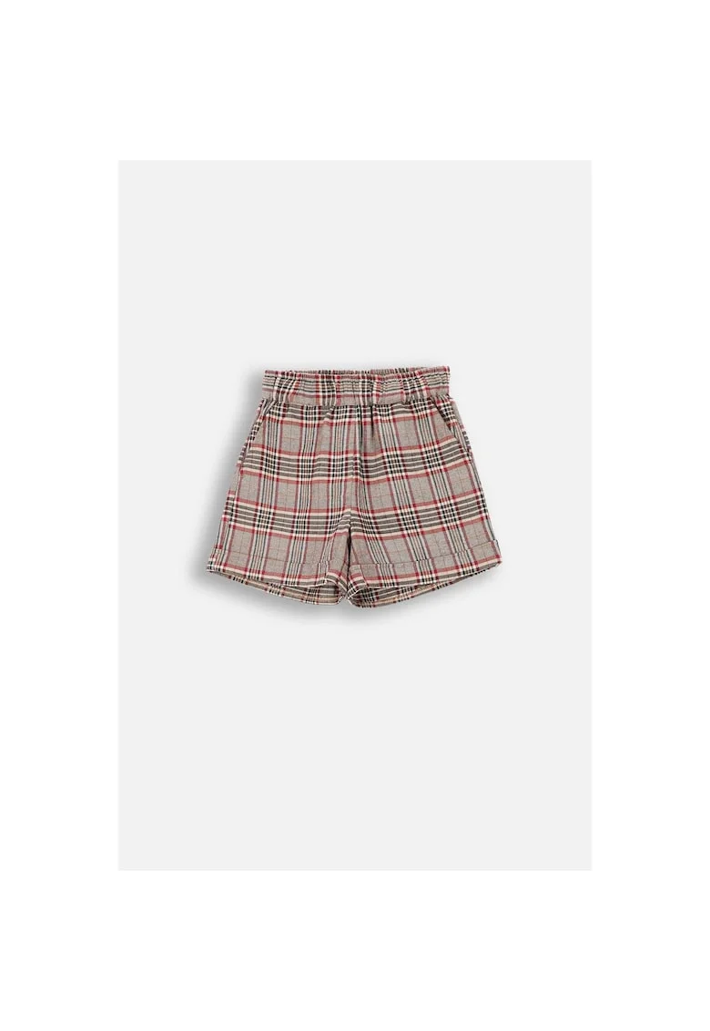Pantaloni scurti in carouri, cu talie elastica, Gri, Multicolor