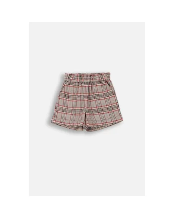 Pantaloni scurti in carouri, cu talie elastica, Gri, Multicolor