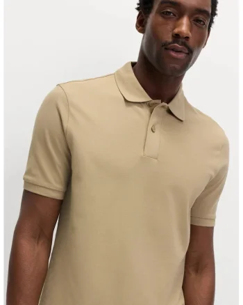 Tricou polo regular fit, Maro nisip