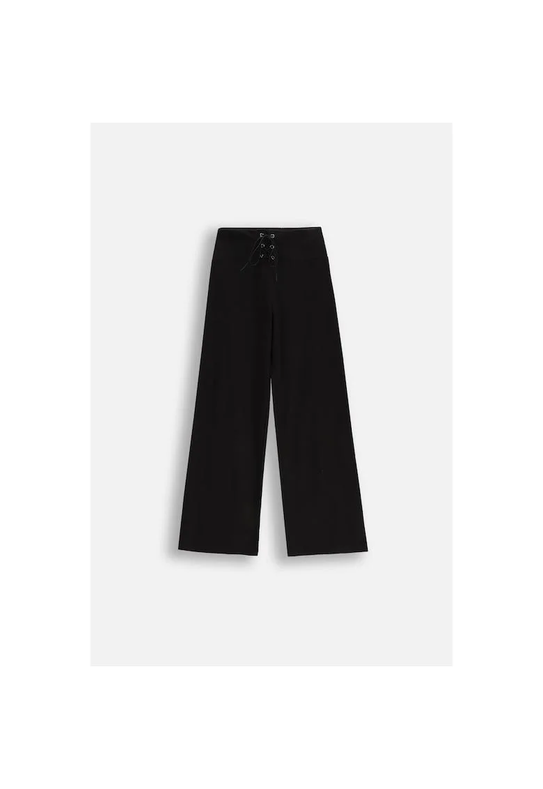Pantaloni copii,  bumbac, negru, cu sireturi