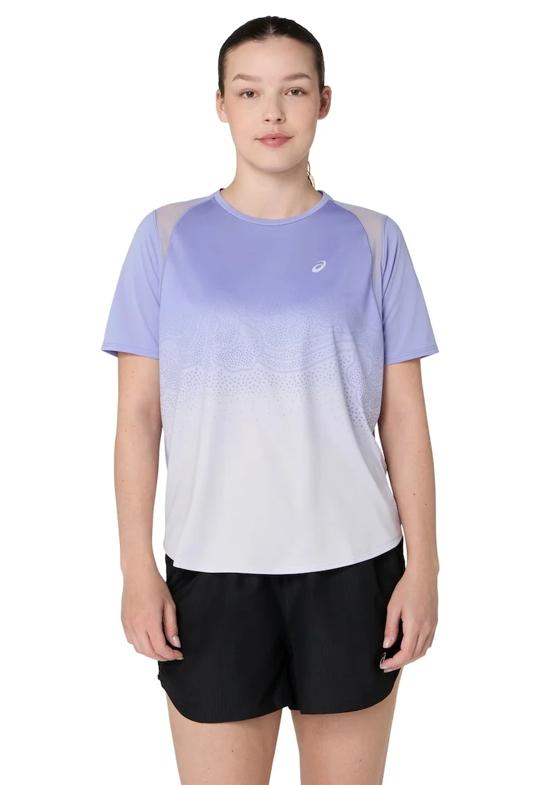 Tricou cu insertii din plasa, pentru alergare Road, Gri deschis/Albastru lavanda