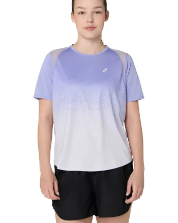 Tricou cu insertii din plasa, pentru alergare Road, Gri deschis/Albastru lavanda