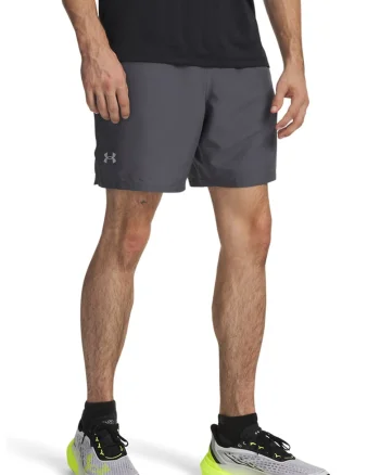 Pantaloni scurti pentru alergare Launch 7'', Alb/Gri inchis