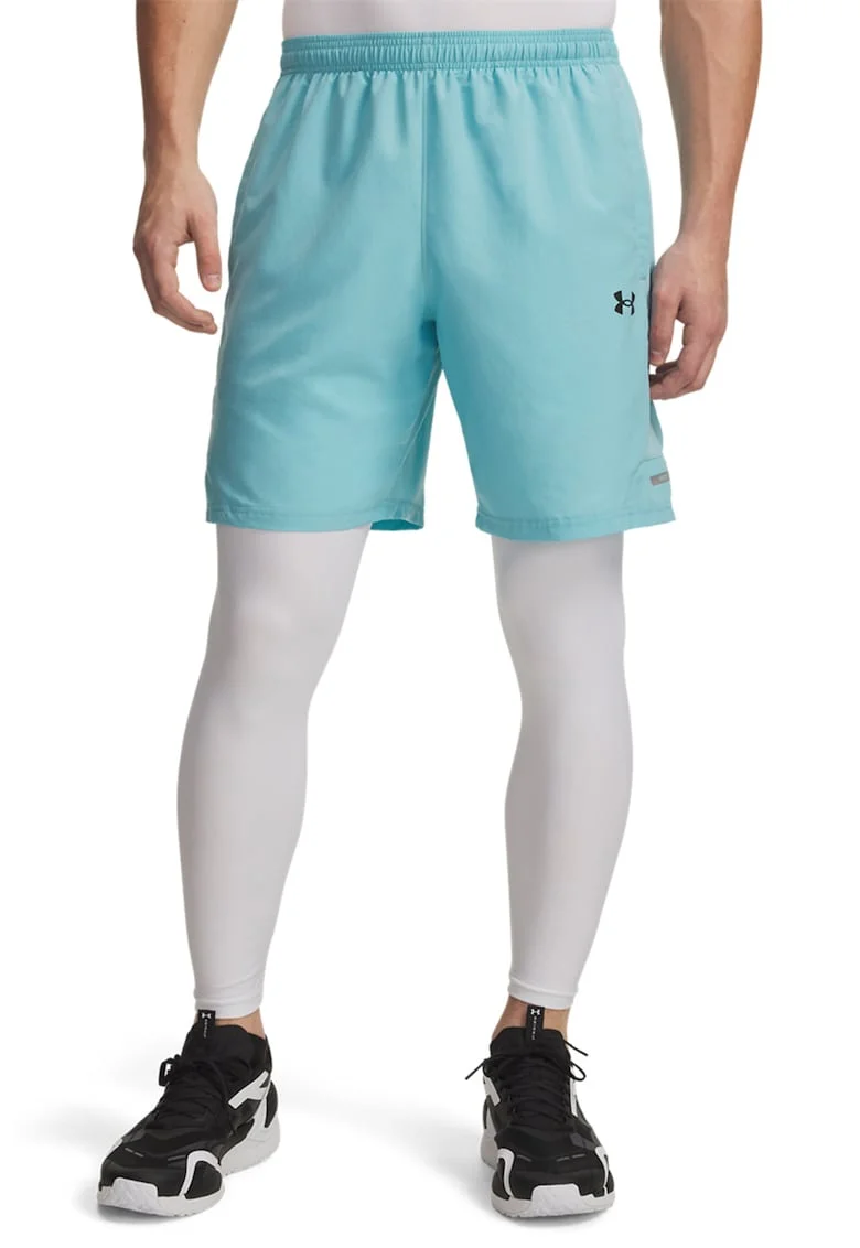 Pantaloni scurti cu croiala lejera si talie elastica, pentru fitness Tech Utility, Negru/Turcoaz